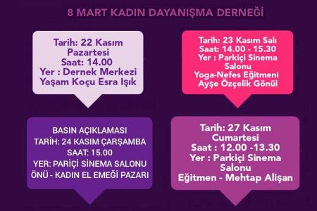 8 Mart Kadın Dayanışma Derneğinden 25 Kasım buluşmaları