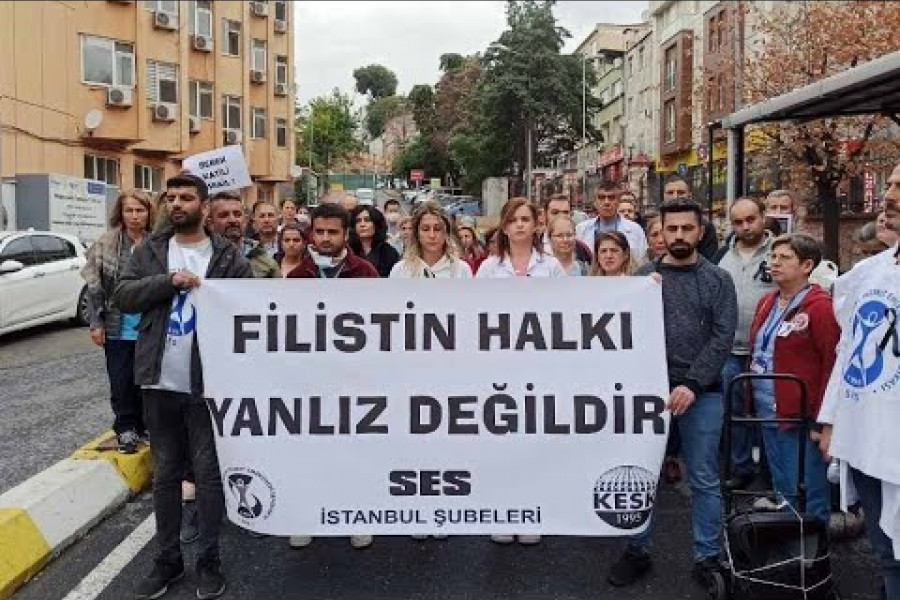 Cerrahpaşa'da sağlıkçılardan İsrail protestosu: Filistin halkı yalnız değildir