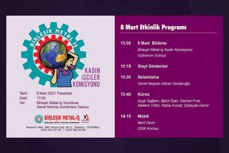 Birleşik Metal-İş Kadın İşçiler Komisyonu 8 Mart etkinliği