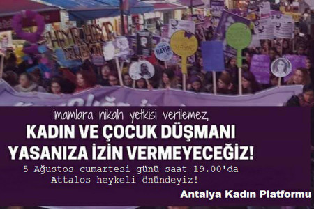 Antalyalı kadınlardan ‘müftülere nikâh yetkisi’ verilmesine karşı protesto