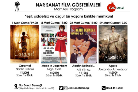 Nar Sanat Derneği mart ayı programını kadın filmlerine ayırıyor