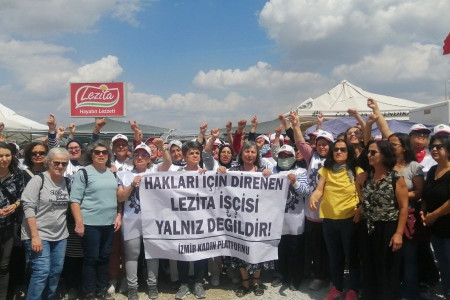 Lezita işçileriyle dayanışmaya giden kadınlara sendikacı müdahalesi