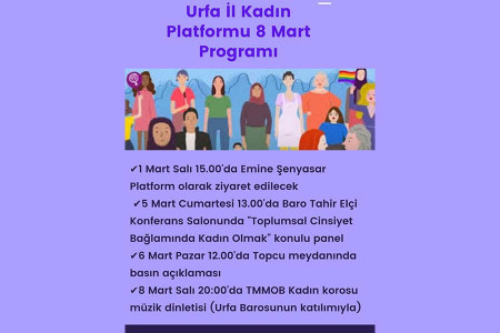 Urfa il Kadın Platformu 8 Mart programını açıkladı