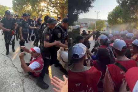 Direnişteki Polonez işçilerine polis müdahale etti