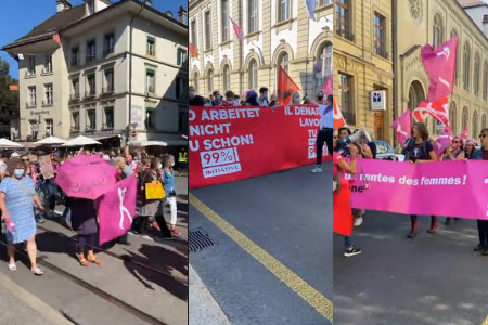 İsviçre’de binler kadınların emeklilik yaşının artırılması planına karşı yürüdü