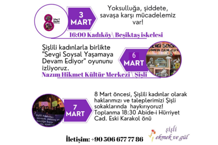 Şişli Ekmek ve Gül Grubu 8 Mart'a giderken kadınlarla yan yana geliyor