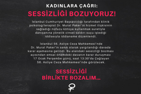 Terapist tacizi davasına kadınlardan ‘Sessizliği bozuyoruz’ çağrısı