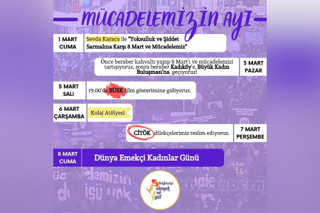 Boğaziçi Ekmek ve Gül Grubu 8 Mart programını 'Mücadelemiz Ayı' başlığıyla paylaştı