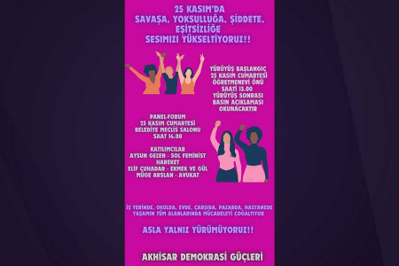 Akhisarlı kadınlar 25 Kasım’da savaşa, yoksulluğa, şiddete karşı ses yükseltiyor