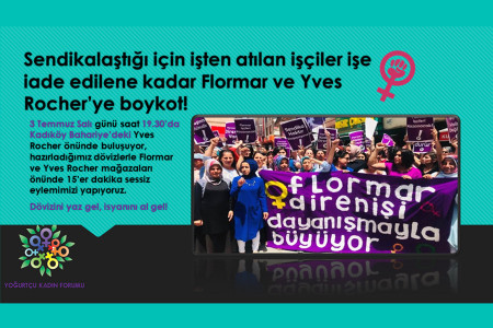 Yoğurtçu Kadın Forumu Yves Rocher ve Flormar önünde sessiz eylem yapıyor