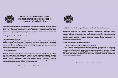 İstanbul Barosu Kadın Hakları Merkezinden cinsiyete dayalı şiddetin tespiti için bilgi notu